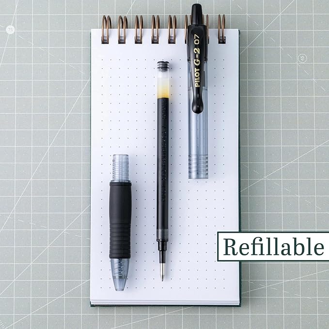 G2 Retractable Premium Gel Ink Roller Ball Pens Ultra Fine Point (.38mm) Blue Ink 9 pack; Refillable & Premium Comfort Grip Bundle with Plastic Reusable Pouch