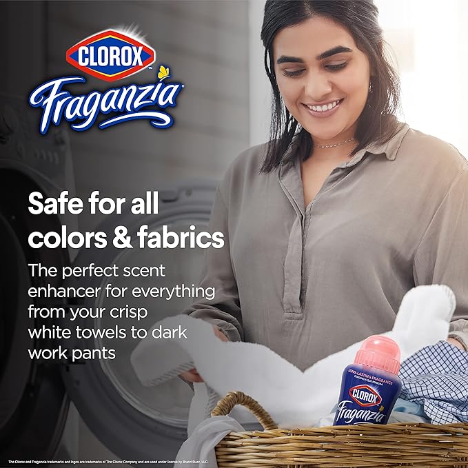 Clorox Fraganzia Laundry Scent Booster Crystals in Rose Scent - Scented In-Wash Freshener Beads for Fresh, Clean, Great Smelling Clothes and Linens, 18 Oz - 2 Pack