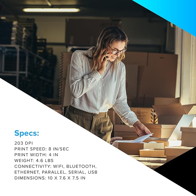 ZEBRA ZD621 Thermal Shipping Label Printer 4"| 203 DPI | No Ink Required | 4x6 | Wireless, USB, Serial, Ethernet, Tap to Print NFC | Color LCD | 2 Year Warranty | UPS/USPS/FedEx | Thermal Transfer