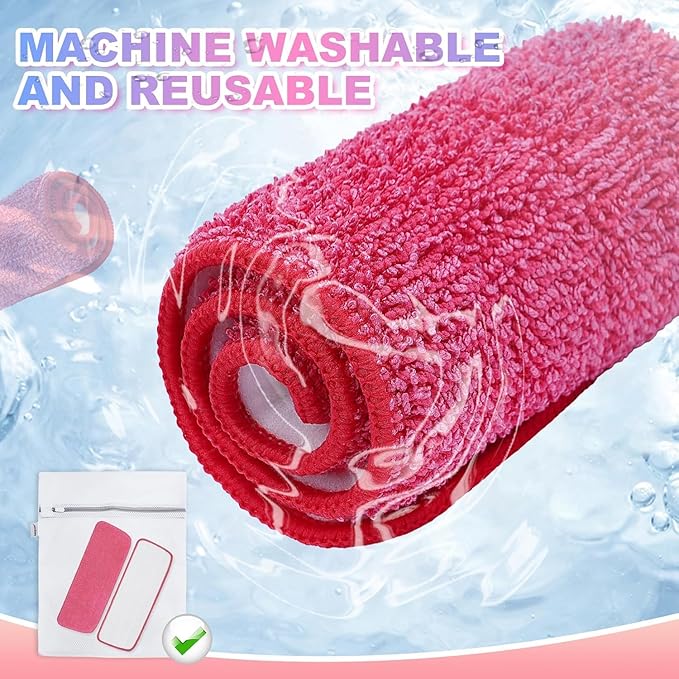 Replacement Microfiber Mop Pads Reusable Compatible with Reveal Spray Mop with Washable Pads, 16.5" Reusable Wet & Dry Mop Replacement Pads Fit for Any Microfiber Reveal Flat Mops(6 Pack)