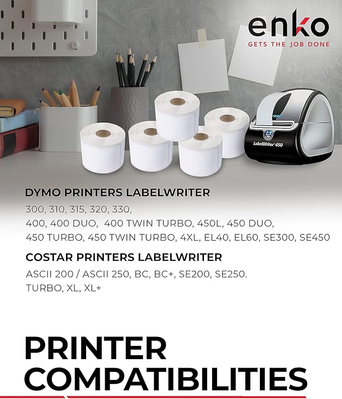 enKo (24 Rolls / 24000 Labels) 30334 Dymo Compatible Multipurpose Barcode (1-1/4" x 2-1/4")