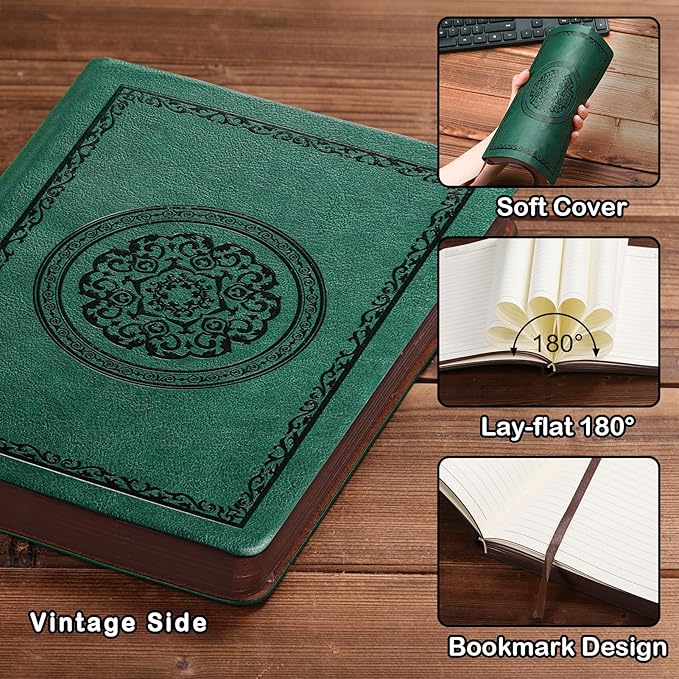 2025 Leather Vintage Journal Notebook,300 Pages,Leather Softcover Lined Journal Notebooks for Women Men,Notebook Journals for Writing Travel,Business,Office,7.1'' X 9.8''