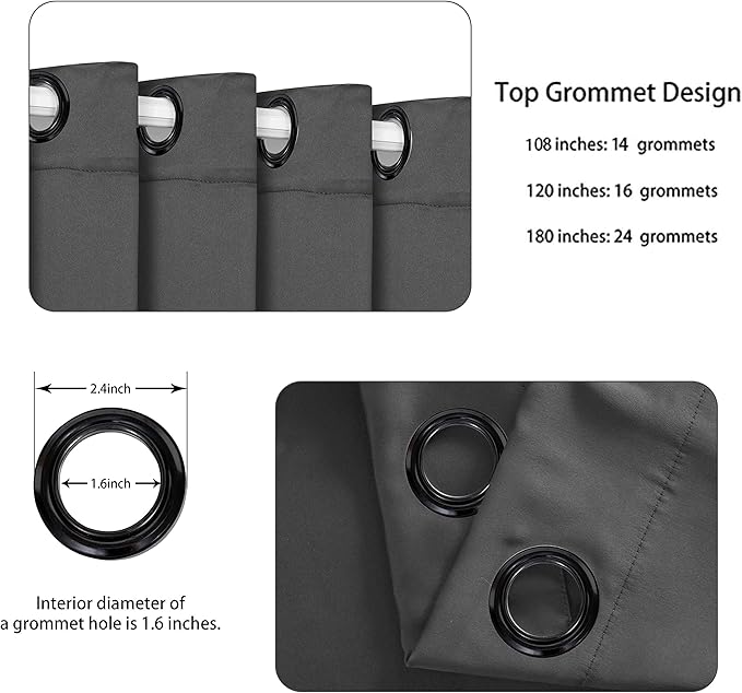 BONZER Extra Wide Room Divider Curtain Total Privacy Wall Grommet Top Thermal Insulated Blackout Curtains for Slide Window, 108L x 150W Inch (9L x 12.5W ft), 1 Panel, Dark Grey