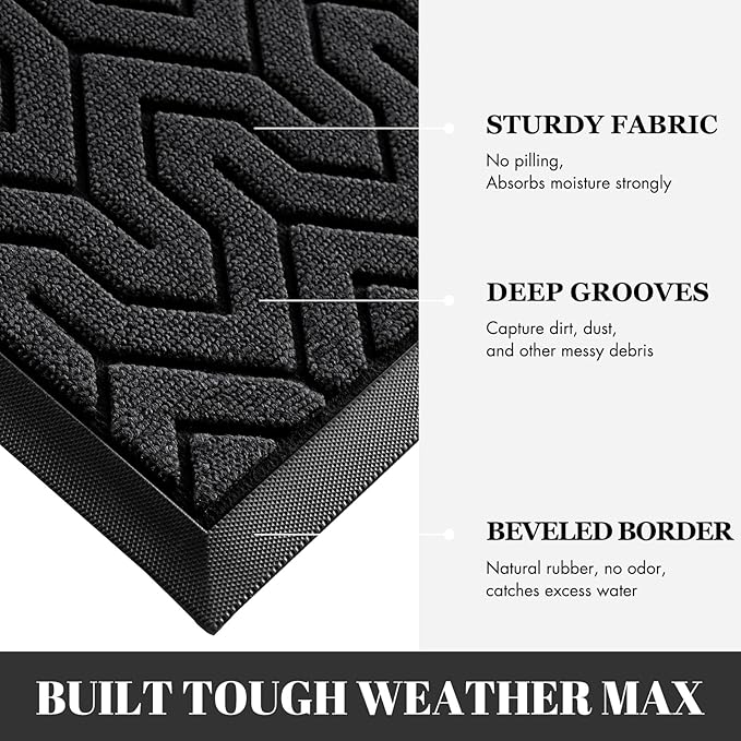 Yimobra 72x24 Indoor Outdoor Runner Rug, Heavy-Duty Waterproof Entrance Mat for High Traffic Areas, Commercial Grade Welcome Door Mat, Easy Clean, Black