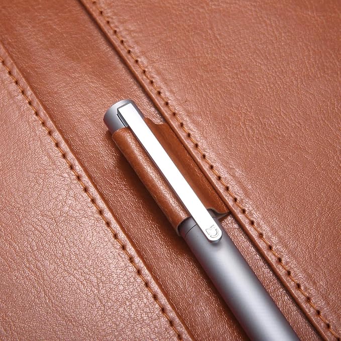 Clipboard Folder Padfolio, Mymazn Writing Portfolio Faux Leather Clipboards with Cover for Legal Pad Holder Letter Size A4 8.5 x 11 for Business Conference Notepad Clip Boards Brown