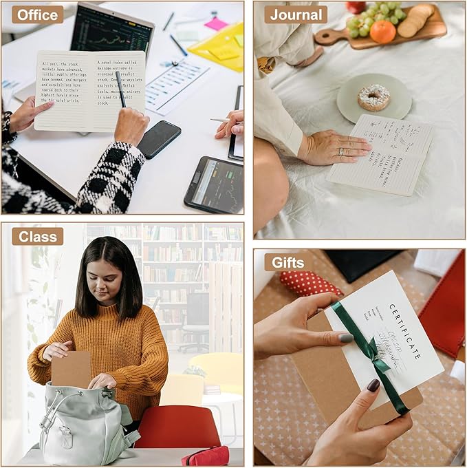 ZCZN 100 Pack A5 Kraft Notebooks Bulk, 8.15x5.5 Inches Lined Paper Journaling Notebooks, Notebooks for Work, Composition Notebooks for School, Journal Notebooks for Office, 60 Pages