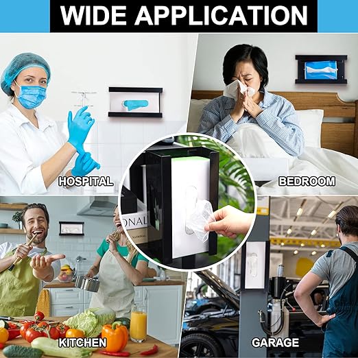 Lounsweer 6 Pcs Magnetic Glove Dispenser Holds Boxes of Towels Paper Tissue Glove Box Holder Wall Mount Kitchen Fridge Tool(Black)