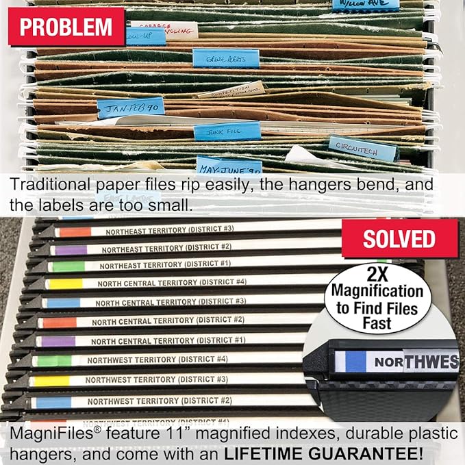 Ultimate Office MagniFile Hanging File Folders (Black, 1/2" Box-Base, Set 2)