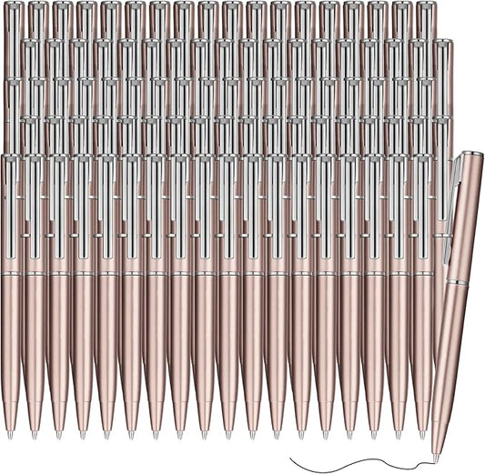 Teling 72 Pcs Small Ballpoint Pen Mini Pens Bulk 4 Inch Short Small Tiny Black Ink Ballpoint Writing Tool for Notebook Pockets Signature Notepads School Office(Rose Gold, Silver,Classic Style)