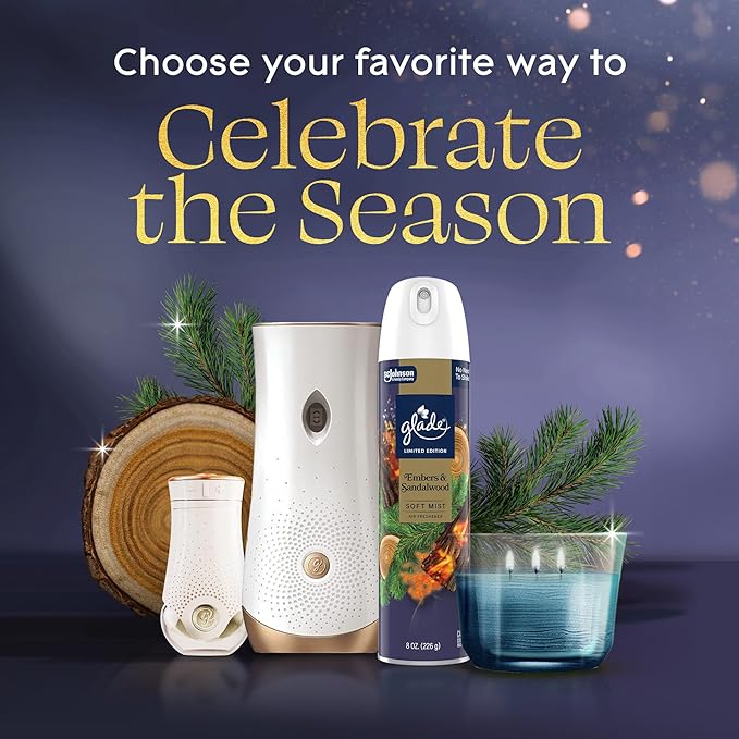 Glade Automatic Spray Refill, Embers & Sandalwood, Scented Air Freshener for Home and Bathroom, 6.2 Oz