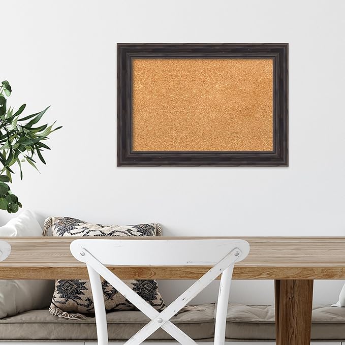 Amanti Art Natural Cork Board for Wall, 15x21 Vision Board with Brown Wood Frame, Small Corkboard Office Decor for Home Organization, Country Rustic Corkboard Pinboard to Display Items for Home