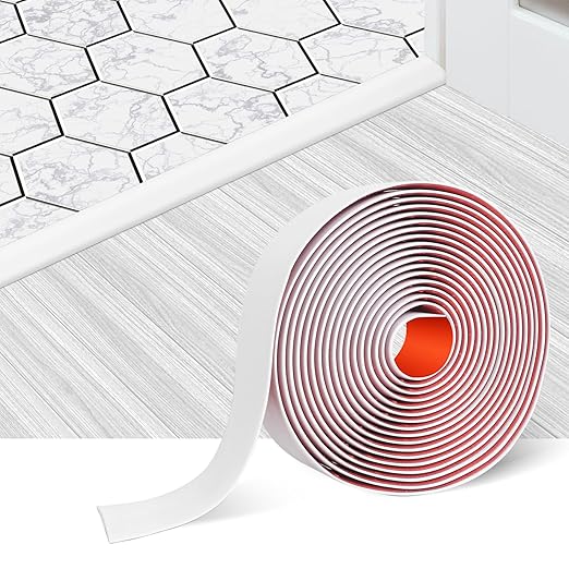Floor Transition Strip Self Adhesive Floor Cover Strips Laminate 3" Wide Vinyl Flat Divider Transitions (7.5cm, 3.3Ft, White)