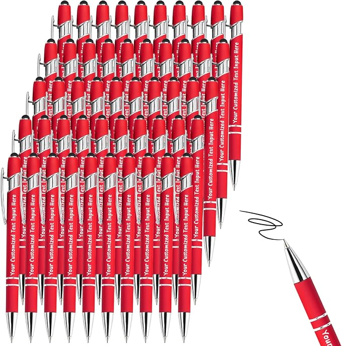 Personalized Ballpoint Pen, 100 Pcs, Customized with Name and Logo, Black Ink, Touch Tip Design, Ideal for Office and School Supplies