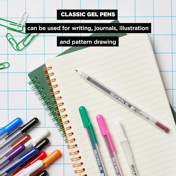 SAKURA Gelly Roll Gel Pens - Medium Point Ink Pen for Journaling, Art, or Drawing - Assorted Colored Ink - 5 Pack