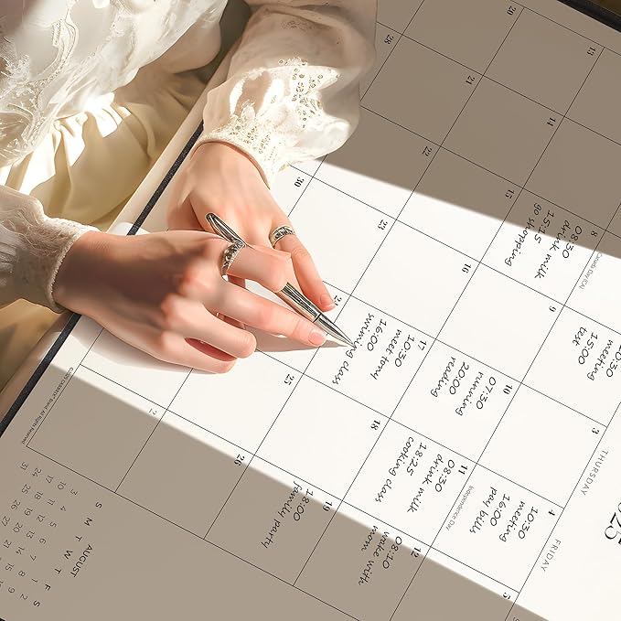 Simplified Desk Calendar 2025-2026 with Desktop Mat, Cabbrix Large Desk Pad Calendar 21" x 16-1/2" Covering July 2025 to June 2026, Desk Blotter Calendar 2025 for Home School and Office (Black)