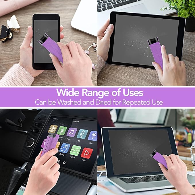 2 Pcs Fingerprint Proof Screen Cleaner,3 in 1Touchscreen Mist Cleaner Spray Wipe Cleaner Fingerprint-Proof Soft Fiber Flannel,Safe for All Phones Glasses Tablet Laptop TV Watch Screens(Purple)