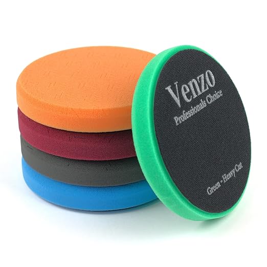 Venzo 5 Inch Buffing Polishing Pads, 5 Pcs 5.5" inch Front Side for 125mm Backing Plate, Buffing Polishing Kit, Cutting, Polishing & Waxing Pads for Car Buffer & Polisher