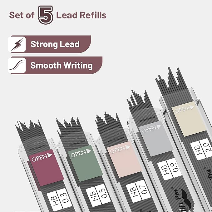 Mr. Pen- Mechanical Pencil Set with Leads and Eraser Refills, 5 Sizes - 0.3, 0.5, 0.7, 0.9 and 2 Millimeters, for Drafting, Drawing and Sketching, Back to School Supplies