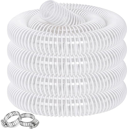Dust Collection Hose 2 in × 20 ft Heavy Duty Clear Flexible PVC Reinforced Thicken Helix Suction Discharge Corrugated Pipe Hose for Fume Dust Collector Fitting Wood Chip Saw