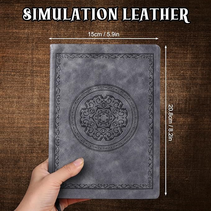 2025 Leather Vintage Journal Notebook,300 Pages,Leather Softcover Lined Journal Notebooks for Women Men,Notebook Journals for Writing Travel,Business,Office,Grey