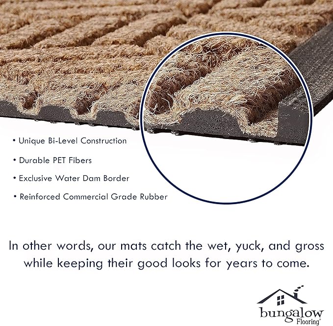 WaterHog Heavy Duty Doorway Mat, 3' x 5', Made in USA, Durable & Skid-Resistant Entryway Mat, Water-Trapping, Indoor/Outdoor Decorative Floor Covering, Cordova Collection, Bluestone