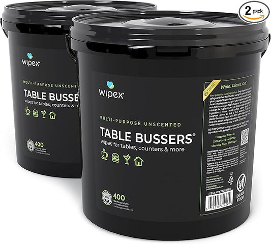 Wipex Table Bussers - Natural Cleaning Wipes for Multi Surface Cleaning, Cleaning Vinegar in Plant Based Sanitizing Wipe, Clean Restaurant Tables, Counters and Household Items, 400 Count (Pack of 2)