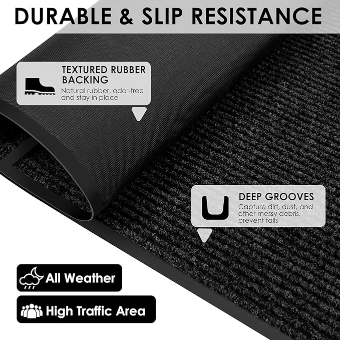 2′ x 29′ Front Door Mat Indoor Outdoor Entrance, Commercial Floor Mat Heavy Duty Dirt Trapper Entryway Doormat, Custom Size Non Slip Rubber Backing Welcome mat, Door Mat for High Traffic Area