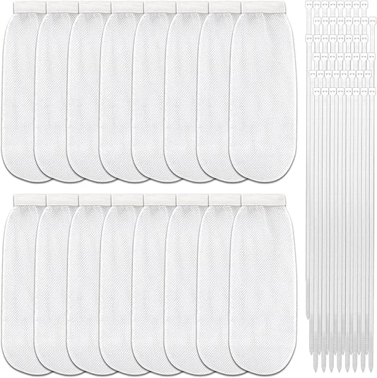 64-Piece Lint Trap and Cable Ties Set for Washing Machine, Includes 16 Nylon Mesh Lint Traps and 48 Cable Ties, Easy and Effective Lint Filtration (White)