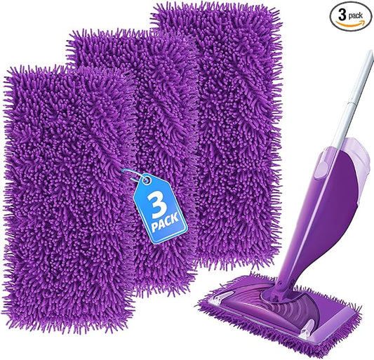 Wet Jet Pads Compatible with Swiffer Wetjet, Reusable Wet Jet Refill for Hardwood and Floor Spray Mop, Upgraded Fiber Mop Pads for Deep Cleaning (3 Pack)