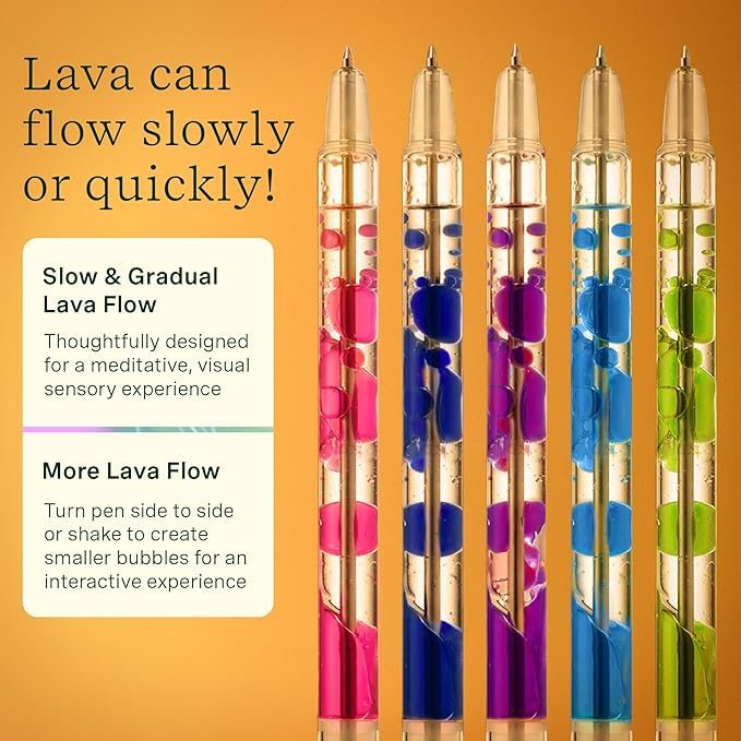 Lifelines Scented Lava Gel Pen Set, 5-Pack (Brights) - 0.5mm Colored Gel Pens Infused with Scented Essential Oil Blends & Mesmerizing Lava - School Supplies for College Kids & Adults