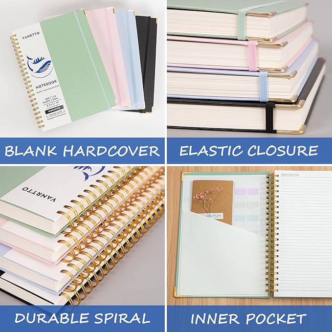 Spiral Notebook, Hardcover 8.5 x 11 IN College Ruled Notebooks, 300 Pages Notebooks for Work and School, 110 GSM Thick Papers Journals for Writing, Office Supplies for Women and Men Blue