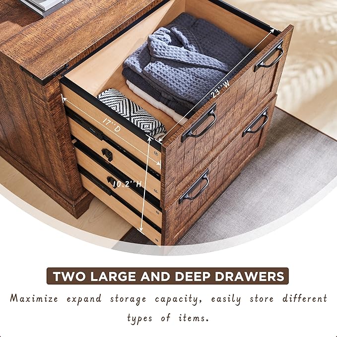 RedLemon File Cabinet with 2 Drawers, Farmhouse 30" Filing Cabinets with Hanging File Folders for A4/Letter/Legal Size Documents,Office Storage Cabinet for Living Room(Reclaimed Barnwood Color)