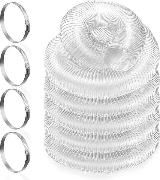 Hon&Guan 2 1/2" x 20' Dust Collection Hose, Flexible Clear Odorless PVC Dust Collector Hose with Carbon Steel Wire, Puncture Resistant Dust Hoses for Woodworking Dust Collecting System