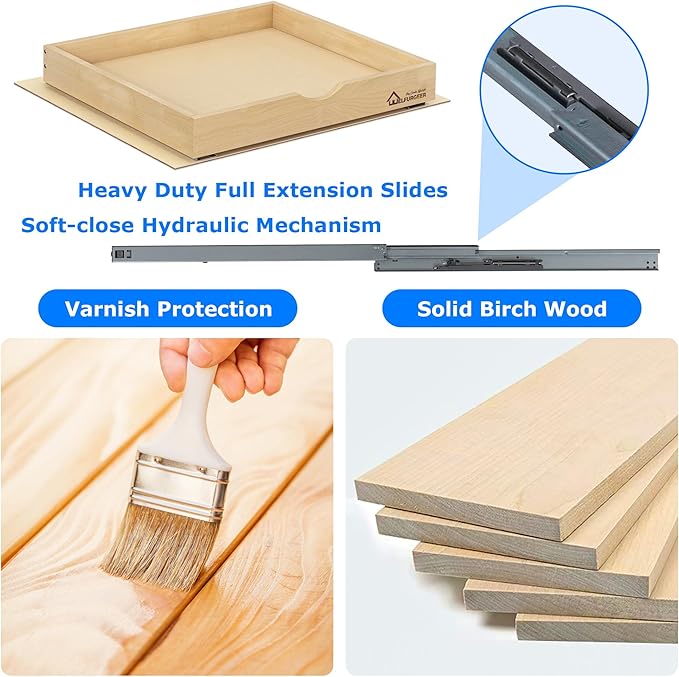 WelFurGeer Soft Close Pull Out Drawers for Kitchen Cabinets, 32" W x 22" D Pull Out Cabinet Organizer, Heavy-Duty Cabinet Organizer, Space-Saving Pullout Drawer for Home & Kitchen Organization