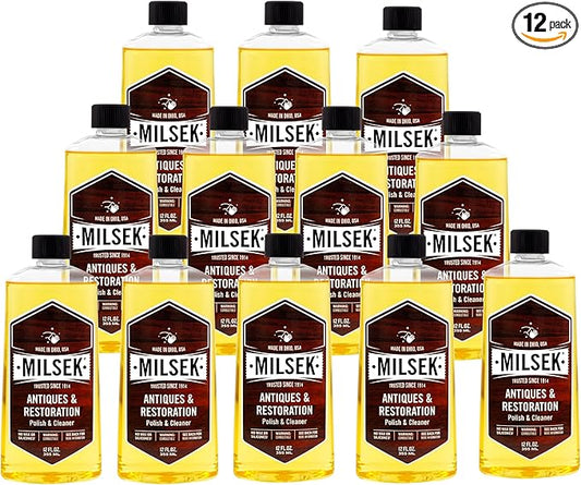 Milsek Antiques & Restoration Polish & Cleaner - Home Essential Cleaning Supplies for Home Improvement of any Wood Antiques or Heirlooms - 12 Fl Oz (Pack of 12)