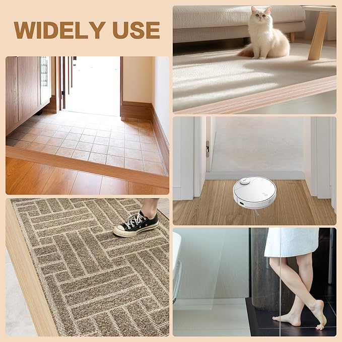 Floor Transition Strip Vinyl Door Threshold Ramp Self Adhesive Carpet Edging Strip Doorway Edge Trim, Overlap Edge Reducer for Laminate Carpet, Floor, Tile (Gray, 3/5" to 4/5", 3.3Ft)