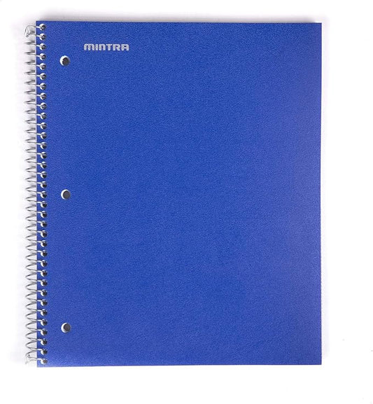 Mintra Office Durable Spiral Notebooks, 1 Subject, (Blue, 4x4 Graph 1pk), 100 Sheets, Poly Pocket, Moisture Resistant Cover, School, Office, Business, Professional