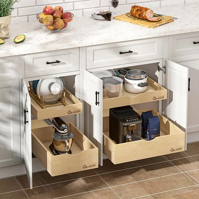 WelFurGeer Soft Close Pull Out Drawers for Kitchen Cabinets, 26" W x 22" D Pull Out Cabinet Organizer, Cabinet Drawers Slide Out, Slide Out Drawers for Kitchen Cabinets, Cabinet Pull Out Shelves