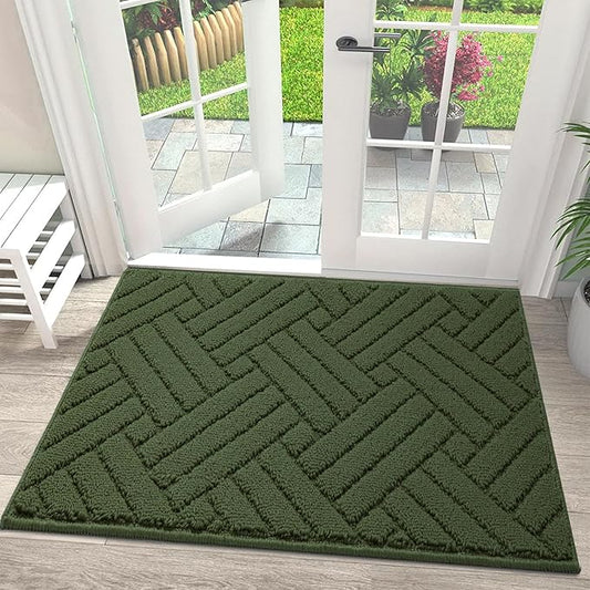 Door Mat Indoor Doormat, Entryway Rug Door Mats Non-Slip Rubber Backing,Heavy Duty Low-Profile Entrance Rugs, Absorbent Resist Dirt Doormats Floor Door mat for Entryway,Green 36"x59"