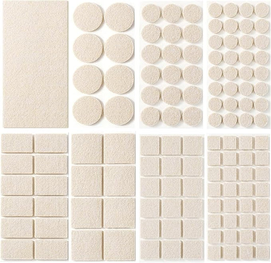 Felt Furniture Pads for Hardwood Floors 129 Piece, Furnigear Anti Scratches Felt Pads for Round, Square Chair Feet Self Adhesive Chair Felt Pads Sliders Moving Your Furniture Smoothly, Beige