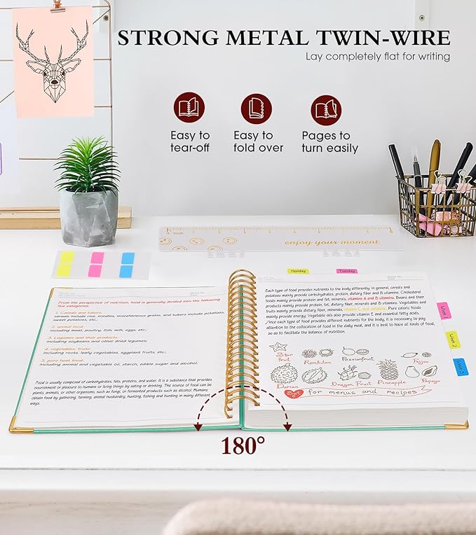 Spiral Notebook Journal 8.5” x 11”, 300 Pages Hardcover Leather Lined Journals for Women Men, A4 Large College Ruled Notebooks with 100 GSM Thick Paper, Spiral Journal for Writing Work School, Teal