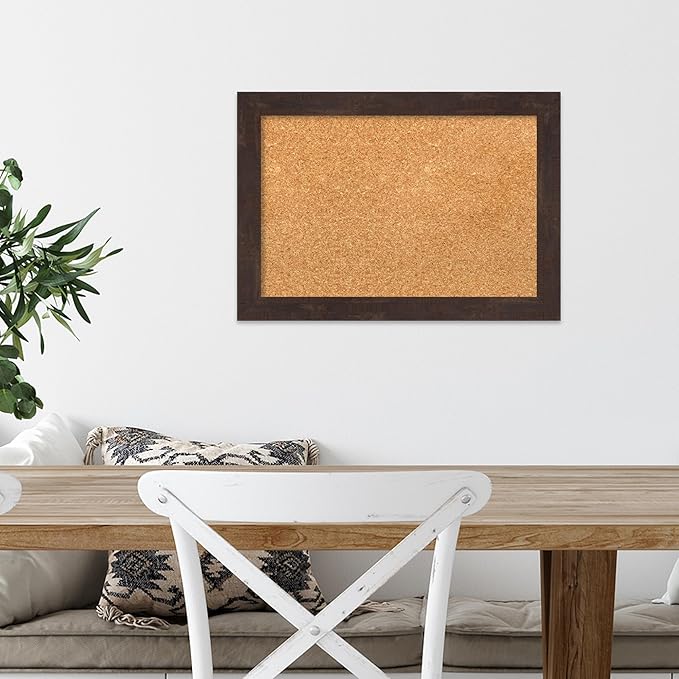 Amanti Art Natural Cork Board for Wall, 15x21 Vision Board with Brown Wood Frame, Small Corkboard Office Decor for Home Organization, Country Rustic Corkboard Pinboard to Display Items for Home