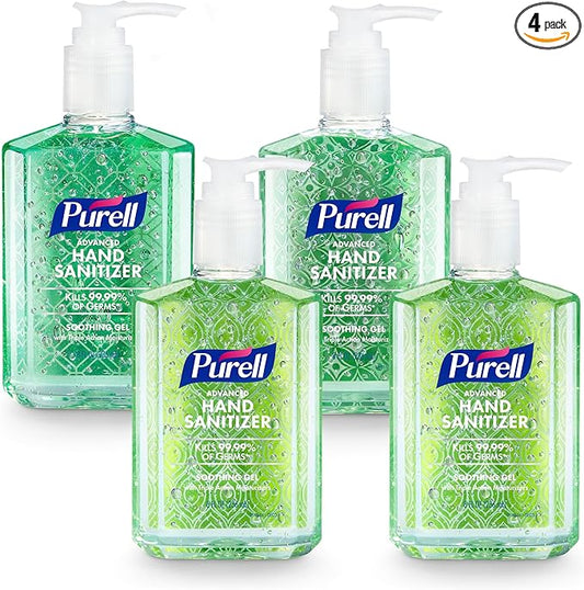 PURELL Advanced Hand Sanitizer Soothing Gel, Fresh Scent, 8 fl oz Pump Bottle (Pack of 4), 9674-06-ECDECO