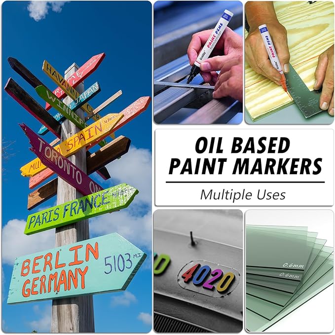 Black Paint Markers, 3 Pack Oil-Based Waterproof Quick Dry Permanent Paint Pen Set for Rocks Painting, Wood, Fabric, Plastic, Canvas, Glass, Mugs, Metal, Tire, Stone, DIY Craft
