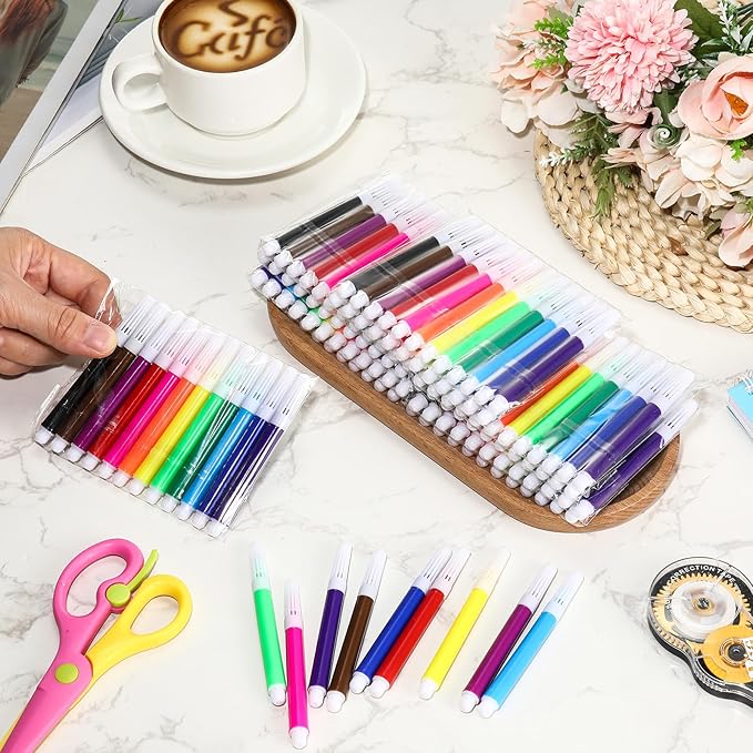960 Pcs Mini Markers Colored Pen 3.4 Inch Vibrant Colors Portable Short Colored Markers Assorted Multicolor Watercolor Marker Pen for Kids and Adult Glass Office School Supplies (12 Colors)