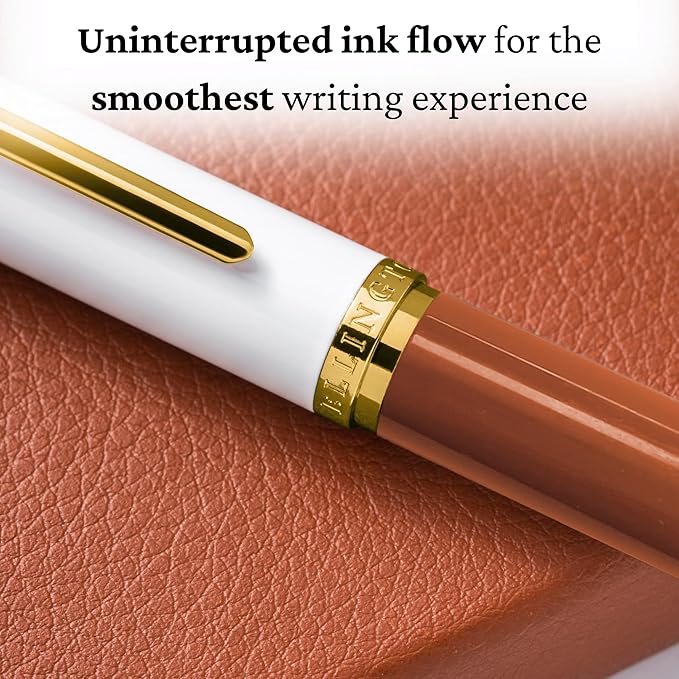 Luxury Fountain Pen Set- Fountain Pens for Writing - Smooth Fine Nib - Includes Refillable Ink Converter, 3 Ink Cartridges [Black & Blue], Gift Box - Elegant Calligraphy