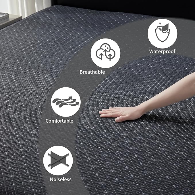 BEDLORE Waterproof Twin XL Mattress Protector, Noiseless Mattress Cover with Stretchable Pockets for 6-15 inches Mattress,Soft Breathable Mattress Pad College Dorm Size for Back to School (Dark Gray)