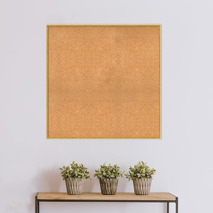 Amanti Art Natural Cork Board for Wall, 37x37 Vision Board with White Frame, Oversize Corkboard Office Decor for Home Organization, Modern Corkboard Pinboard to Display Items for Home Organization in