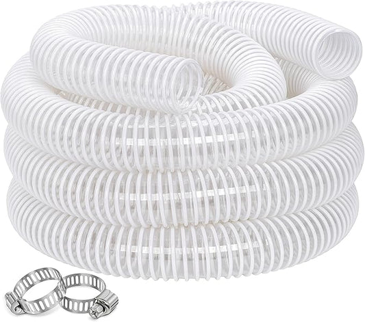 Dust Collection Hose 2 in × 5 ft Heavy Duty Clear Flexible PVC Reinforced Thicken Helix Suction Discharge Corrugated Pipe Tubing Hose for Fume Dust Collector Fitting Wood Chip Saw