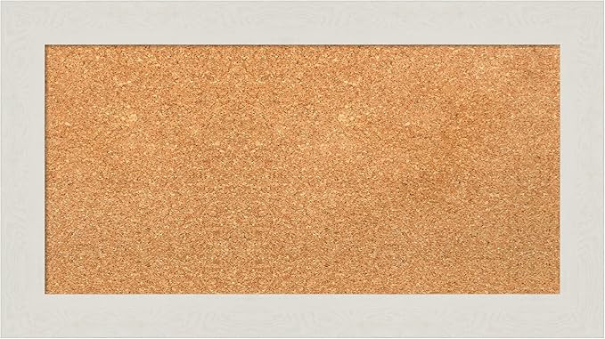 Amanti Art Natural Cork Board for Wall, 15x27 Vision Board with White Frame, Small Corkboard Office Decor for Home Organization, Country Rustic Corkboard Pinboard to Display Items for Home